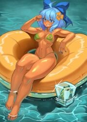 big_ass big_breasts big_butt big_thighs big_titties bikini blue_hair breasts cirno clothing curvaceous curvaceous_female curvaceous_figure curvy curvy_figure curvy_hips exnezo female female_focus female_only short_hair tan_body tan_skin tanline touhou