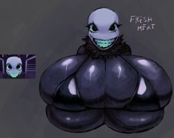 1girls artist_request big_breasts bikini bikini_top black_body breasts die_of_death_(roblox) female green_sclera green_teeth pursuer_(die_of_death) reference_image roblox roblox_game robloxian smile source_request tagme text white_head