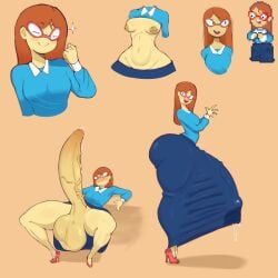 1futa 1girls areolae balls blush boobs boobs_out breasts breasts_out buckteeth bulge_through_clothing clothing fat_ass female futanari glasses heels huge_ass huge_balls huge_testicles hyper_cock hyper_penis kindergarten_(game) kindergarten_3 megamor ms._lovelett nipples partially_clothed penis_visible_through_clothing precum precum_drip red_hair sideboob skirt teacher testicles veiny_cock veiny_penis wink