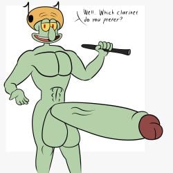 1boy abs anthro balls big_balls big_penis bubyldus cephalopod clarinet dialogue enormous_balls enormous_penis erection gigantic_balls gigantic_penis green_skin holding_instrument huge_balls huge_cock humanoid_genitalia humanoid_penis instrument large_balls large_penis looking_at_viewer male male_only marine massive_balls massive_penis nickelodeon octopodiform octopus open_mouth pecs penis solo solo_focus solo_male sour_note_(spongebob_squarepants) spongebob_squarepants squidward_tentacles testicles text the_spongebob_movie:_sponge_out_of_water thick_penis white_background
