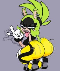1girls afrosoricid anthro ass big_butt blowjob_gesture breasts clothing crouching ear_piercing english_text fellatio_gesture female footwear gesture grey_background hair hi_res highres horny horny_female idw_publishing inviting inviting_to_sex looking_at_viewer mammal motion_lines piercing ponytail sega shaking_butt sharp_teeth shoes simple_background slash_void solo sonic_(series) sonic_the_hedgehog_(comics) sonic_the_hedgehog_(idw) sonic_the_hedgehog_(series) squatting suggestive suggestive_gesture surge_the_tenrec tail tease teasing teeth tenrec text tongue twerking