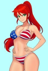 1girls bikini bojack198 green_eyes pyrrha_nikos red_hair rwby
