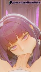 1boy 1girls 2025 ai_generated artist_name blowjob blowjob_face blunt_bangs blush cock dick electroworld fellatio female fern_(sousou_no_frieren) hi_res high_quality high_resolution highres licking oral oral_sex patreon patreon_username penis purple_eyes purple_hair solo_focus sousou_no_frieren stable_diffusion straight sucking watermark