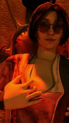 3d 4k asian asian_clothing asian_female black_hair blender breasts breasts brown_eyes close-up close_up closeup clothed clothes_pull clothing dbd dead_by_daylight female female_human female_only front_view glasses japanese japanese_clothes japanese_clothing looking_at_viewer medium_hair nail_polish nipples png presenting_breasts sitting smirk solo solo_female throne yui_kimura zuga69