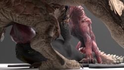anal anal_sex bite blender_(artwork) capcom digital_media_(artwork) dragon dreamworks erection european_mythology fanged_wyvern fellatio feral feral_on_feral feral_penetrated flying_wyvern fury_(httyd) genitals grey_background group group_sex hi_res how_to_train_your_dragon hyper knot knotted_penis male male/male male_penetrated male_penetrating male_penetrating_male monster_hunter mythological_creature mythological_scalie mythology night_fury odogaron oral oral_penetration penetration penile penis r4001 rath_wyvern rathalos scalie sex simple_background spitroast threesome toothless trio western_dragon white_floor