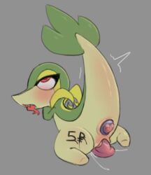 ahe_gao ambiguous_fluids anal anal_sex bodily_fluids body_writing bodypaint buttplug buttplug_in_ass buttplug_insertion dildo dildo_in_vagina dildo_insertion dildo_sitting female feral forked_tongue gem generation_5_pokemon genital_fluids genitals jewel_buttplug looking_pleasured mrmystery_guy nintendo object_in_ass orgasm penetration plug_(sex_toy) plug_insertion pokemon pokemon_(species) pussy reptile scalie sex_toy sex_toy_in_ass sex_toy_in_vagina sex_toy_insertion shaking shaking_orgasm snake snivy solo tongue tongue_out toy tremble_lines tremble_spikes trembling trembling_for_pleasure vaginal_penetration writing_on_butt