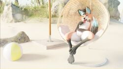 3d_(artwork) absurd_res anthro ball beach beach_ball bulge clothing dessert digital_media_(artwork) femboy food hi_res horn ice_cream inflatable lagomorph licking male mammal outside panties sany_van_fox sanythefox solo tongue underwear wings wolpertinger