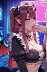 1boy 1girls ai_generated bangs bikini blunt_bangs blush breasts choker cleavage clothed_female clothed_female_nude_male clothing cosplay crop_top curvaceous curvaceous_female curvaceous_figure curvy curvy_figure demon_girl demon_horns demon_tail demon_wings detached_collar erection fellatio female female female_focus frills green_eyes headdress heart horns indoors kitagawa_marin large_breasts large_penis long_hair long_sleeves looking_at_viewer maid maid_headdress male miyuai navel nude_male oral penis pointy_ears puffy_sleeves red_hair rizu-kyun_(cosplay) saliva semen sidelocks solo_focus sono_bisque_doll_wa_koi_wo_suru straight succubus sweat testicles tongue tongue_out two_side_up veins veiny_penis voluptuous voluptuous_female wings