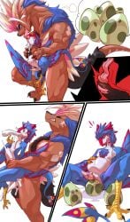 absurd_res anal ancient_pokemon anthro avian beak belly big_belly bird blush bodily_fluids chalk_outline cum cum_from_mouth cum_in_ass cum_in_mouth cum_inside cum_through duo egg egg_laying eggnant feathered_wings feathers feet genital_fluids genitals hi_res impregnation koraidon legendary_pokemon male male/male male_penetrating naked nevrean nintendo nude paradox_pokemon penetration pokémon_(species) pokemon pokemon_(species) pregnant pregnant_male sex size_difference stomach_bulge tail wings
