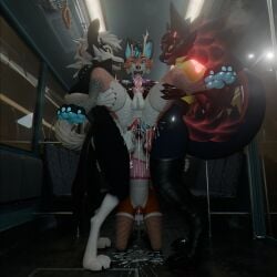 3d_(artwork) absurd_res anal anal_sex anthro bodily_fluids bus canid canine commercial_vehicle cum cum_in_ass cum_in_mouth cum_in_own_mouth cum_in_self cum_inside cumshot digital_media_(artwork) double_penetration eclipse_(sanythefox) ejaculation femboy fox genital_fluids genitals group group_sex hi_res horn kneeling lagomorph male male/male mammal novabeast penetration penis public public_sex rabbid_foulfellow_(sanythefox) sany_van_fox sanythefox sex sol_heylyn_(sanythefox) threesome vehicle vrchat_model wings wolpertinger