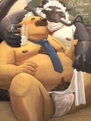0_7us 2025 anthro asian_clothing bear belly big_belly bodily_fluids clothing cum dragon duo east_asian_clothing facial_hair fundoshi genital_fluids hi_res japanese_clothing kemono male male/male mammal mature_male moobs moustache mythological_creature mythological_scalie mythology necktie nipples overweight overweight_male scalie underwear white_clothing white_fundoshi white_underwear