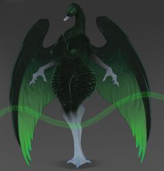 absurd_res anatid anseriform anthro areola avian beak big_breasts bird breasts duck feathers female genitals hi_res khemmmis looking_at_viewer nipples nude pussy simple_background small_waist solo thick_thighs vulva wide_hips wings