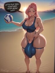 1futa 2025 areolae areolae_slip beach big_breasts blue_eyes blush bulge bulge_through_clothing child_bearing_hips dialogue eclair_seaetto futa_only futanari huge_breasts hung_futa hyper_balls hyper_penis looking_at_viewer nipple_bulge pink_hair precum precum_drip precum_string precum_through_clothing sweat sweatdrop sweating sweaty tate_no_yuusha_no_nariagari text the_rising_of_the_shield_hero thick_futa thick_thighs thunder_thighs tight_clothing veiny_penis viralcat volleyball