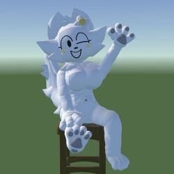 alternate_version_available belly_button belly_hair blank_background blush_lines breasts cat_paws chest_tuft featureless_breasts featureless_crotch feline_humanoid female flower_in_hair fluffy_tail foot_fetish furry furry_female furry_only hand_on_leg high_quality large_breasts looking_at_viewer no_nipples no_pubic_hair no_pussy no_vagina null paw_fetish paws rec_room self_upload shaded sitting sitting_on_chair stool_(chair) sunny_(melodynotmel) syntholsoul tagme waving waving_at_viewer winking winking_at_viewer
