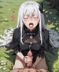 ai_generated akira_hentai blowjob cock creampie cum echidna echidna_(re:zero) horny pale re:zero_kara_hajimeru_isekai_seikatsu saliva seductive sexy sitting spit white_hair witch