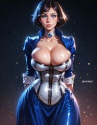 ai_generated bioshock bioshock_infinite bursting_breasts corset elizabeth_comstock female female_focus female_only fr34ky overflowing_breasts