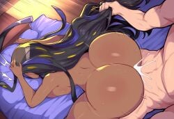 1boy 1girls ai_generated ambiguous_penetration ass ass_focus back backshots bed big_ass big_breasts bottom_heavy bubble_butt dark-skinned_female dark_skin doggy_style duo face_in_pillow fat_ass female female_penetrated from_behind from_behind_position game_freak geeta_(pokemon) hair_grab hair_pull hair_pulling hi_res huge_ass human human_only interracial light-skinned_male light_skin long_hair lying male male/female male_penetrating male_penetrating_female male_pov mullon muscular_male nintendo novelai nude nude_female nude_male on_bed on_stomach partial_male pillow pokemon pokemon_ss pov rough_sex sex straight thick_ass toned_female