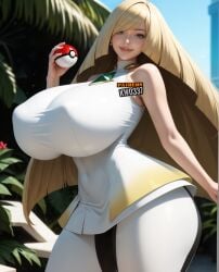 1female 1girls ai_generated big_breasts female_only kw0337 lusamine_(pokemon) pokemon solo solo_female tagme