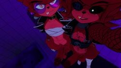 2boys anthro big_penis bottomless_male femboy fexa fexa_(cally3d) fexa_(cryptia) foxy_(fnaf) indoors_nudity looking_at_viewer male male_only rule_63 rule_63 vrchat vrchat_avatar vrchat_model