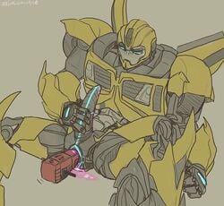 anal anal_insertion bumblebee bumblebee_(transformers) improvised_dildo insertion male male_only masturbation mechanical penis robot simple_background solo spread_legs stingmachine transformers transformers_prime vibrator