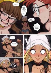 2girls 3futas afrobull bed big_ass big_breasts black_hair blue_eyes blue_hair bouncing_ass bouncing_breasts breasts brown_hair comic comic_page couch dialogue dickgirl double_penetration double_vaginal dubious_consent emily_(afrobull) english_text female futa_on_female futanari grabbing hair_grab imminent_anal intersex katelynn_(afrobull) maddie_(afrobull) orginal_character orgy original penis plap question_mark questionable_consent red_eyes red_hair sarah_(afrobull) sex smirk socks speech_bubble squeezing_breast steph_(afrobull) surprise vaginal_penetration veiny_penis watching yellow_hair