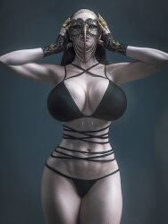 3d_(artwork) abs absurd_res absurdres big_breasts big_thighs bra busty curvy_female hi_res highres huge_breasts huge_thighs massive_breasts milf mommy mother_miranda_(resident_evil) pale-skinned_male panties perfect_body plague_of_humanity_(artist) resident_evil resident_evil_8:_village thick_thighs