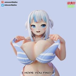 1girls 3d big_breasts bikini breasts english_text female female_only gawr_gura gigantic_breasts hololive hololive_english hololive_myth huge_breasts large_breasts massive_breasts misterorzo swimsuit