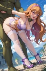 ahe_gao ai_generated daphne_blake doggy_style from_behind lingerie orc orgasm pantyhose princess red_hair sex_slave stockings thighs wedding_lingerie