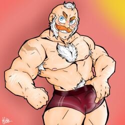 bara bear beard big_ass big_breasts big_bulge big_muscles brawl brawl_stars breasts bulge daddy dilf exhibitionism exposed_breasts gay hair human male male_only mature mature_male moustache muscles muscular muscular_male nsfw old old_man older older_male provocative pubic_hair sam_(brawl_stars) seductive seductive_look sex solo yaoi