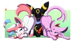 <3_eyes 2021 absurd_res alpha_male ass ass_up black_body black_fur blue_eyes border butt_bump cum cute_expression cute_fangs dominant dominant_female eeveelution ejaculation erect erect_penis erection espeon female feral fur fur_markings generation_2_pokemon generation_6_pokemongenitals genital_fluids gradient_background group hi_res imminent_sex lidded_eyes looking_at_another looking_at_partner looking_back looking_back_at_another looking_back_at_partner male markings motion_lines nintendo open_mouth patreon patreon_logo penis pink_body pink_fur pokemon pokemon_(species) premature_ejaculation presenting presenting_ass presenting_butt presenting_hindquarters pridark purple_eyes red_eyes reward sandwiched scarf shaking_butt simple_background sitting smile sylveon teamwork teasing text trio umbreon url white_body white_border white_fur yellow_body yellow_fur