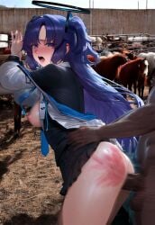 anal anal_sex ass ass_focus ass_grab ass_up big_ass big_balls big_breasts big_butt big_penis blowjob blowjob_face blowjob_pov blue_archive blue_eyes blue_hair doggy_style fellatio grabbing grabbing_ass mikayori ponytail pussy sex sex_from_behind sucking sucking_penis yuuka_(blue_archive)