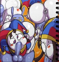 ceegee clown_girl furry jax_(the_amazing_digital_circus) pomni_(the_amazing_digital_circus) rabbit the_amazing_digital_circus