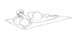 1girls bebe's_kids big_ass fat_ass huge_breasts jamika lying_on_stomach nude_female sketch sun1sol ych