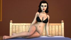 3d big_breasts bioshock bioshock_infinite blue_eyes breasts busty elizabeth_comstock female female_focus female_only full_body hourglass_figure navel pinup pinup_pose sceptersfm tagme wide_hips