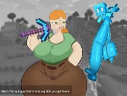 1boy 1girls alex_(minecraft) allay_(minecraft) ass big_ass big_breasts big_penis big_thighs blush breasts cum dialogue female gigantic_ass gigantic_breasts gigantic_penis gigantic_thighs greaseyhair huge_ass huge_breasts huge_cock huge_thighs hyper hyper_ass hyper_penis hyper_thighs imminent_sex looking_at_penis male minecraft orange_hair penis ponytail precum size_difference small_but_hung smaller_male sweat sweatdrop sweating taller_female text thick_thighs thighs