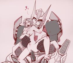 1boy 1girls alien alien_boy alien_humanoid drift_(transformers) female female_focus hasbro human human_penetrated humanoid_penis interspecies male nude nude_female penetration penis robot robot_on_human robot_penis sex_machine short_hair size_difference takara_tomy transformers transformers_idw vaginal_penetration winking