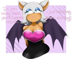 absurd_res anthro anthro_female anthro_only bat bat_wings big_breasts big_ears biggsy blue_eyes blue_eyes_female blue_eyeshadow dialogue digital_drawing_(artwork) digital_media_(artwork) english english_dialogue english_text female female_focus female_only furry furry_female furry_only hair half-closed_eyes hi_res highres long_eyelashes makeup pov rouge_the_bat sega sonic_(series) sonic_the_hedgehog_(series) tagme tan-skinned_female tan_body tan_skin tanned tanned_female tanned_skin text white_hair