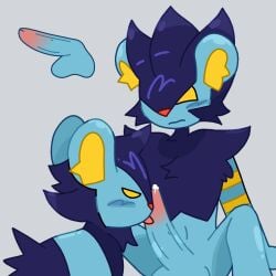 2boys cock luxio luxray melon_paws pokemon pokemon_(species) precum say_gex yaoi