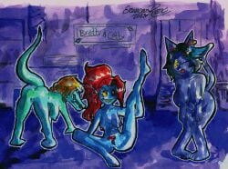 3girls anus ass bratty_(undertale) breasts catty_(undertale) erinaceus_rex_moulton female nude pussy tagme undertale undyne