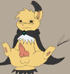 balls blush cloak cum erection hindpaw jolteon knot male nintendo paws penis plain_background pokemon skyffan toes video_games