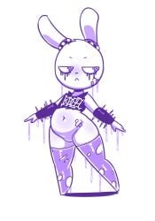 1girls 2017 anthro armband band-aid bandage bottomless bottomless_female bunny_girl disfigure ear_bands female female_focus female_only flat_chest flat_chested goth kylma lagomorph mammal mascara mascara_running mascara_tears original pose purple_theme rabbit solo solo_female solo_focus spiked_armband t-shirt torn_clothes wet white_background