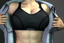 3d abs ayane_tendo breasts cleavage huge_breasts large_breasts muscular_female tagme umemaro