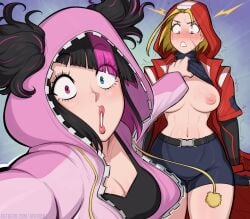 1girls afrobull black_hair cammy_white heterochromia juri_han looking_at_viewer pale-skinned_female pale_skin street_fighter street_fighter_6 white_body