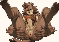 5_fingers 5_toes abs absurd_res anthro anus art_uza ass balls beard body_hair braided_hair canid canine canis chest_hair claws countershade_ears countershade_fur countershade_legs countershade_torso countershading erection facial_hair fangs feet fingers fur genitals hair hi_res humanoid_genitalia humanoid_penis inner_ear_fluff male mammal multicolored_body muscular muscular_anthro muscular_bottom muscular_male narrowed_eyes nipples nude_anthro nude_male orange_body orange_fur orange_hair penis presenting presenting_anus re:zero_kara_hajimeru_isekai_seikatsu ricardo_welkin smile solo spread_anus spread_butt spread_legs spreading submissive submissive_anthro submissive_male tail teeth testicles toes tuft twin_braids twintails two_tone_body uncensored vein veiny_penis wolf