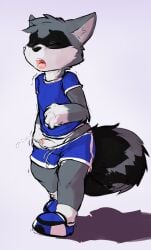 1boy 1male closed_eyes cum cumming erection football_uniform furry furry_only leosaeta looking_pleasured male male_masturbation male_only masturbation open_mouth penis rabidraccoon raccoon soccer_uniform uncut