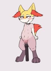 2d_animation animal_genitalia animated anthro blush bodily_fluids bollard brai_(slowderpyguy) braixen breath canine_genitalia choker collar female generation_6_pokemon genital_fluids genitals jewelry loop markings masturbation motion_tweening navel necklace nintendo nipples pokemon pokemon_(species) shaved_body shaved_pussy simple_background slowderpyguy solo spots spotted_body standing tongue tongue_out vaginal_fluids