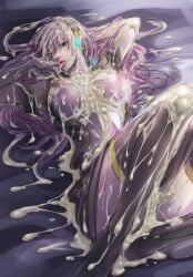 1girls after_bukkake ai_assisted bukkake cum cum_edit cum_on_bed cum_on_body cum_on_breasts cum_on_hair cum_on_thighs cum_on_vagina edit exposed_breasts grok_edit headphones large_breasts lying lying_on_bed megurine_luka naughty_face pink_hair red_lips solo solo_female solo_focus very_long_hair vocaloid