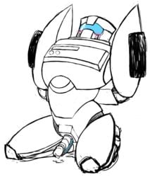 1boy blush bondage bound_arms ejaculation erection male male_only robot solo tailgate transformers transformers_idw