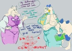 2girls angela_flux_(kiseff) ass atlyss breasts chubby chubby_female conch_lover dialogue furry furry_female furry_only midna sketch speech_bubble speech_bubbles tail text text_bubble the_legend_of_zelda thighs toriel undertale