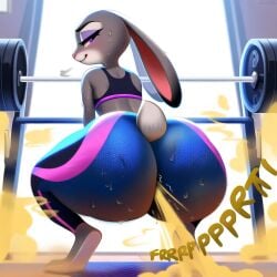 ai_generated bedroom_eyes bent_legs big_ass disney fart fart_fetish gassy gassy_female judy_hopps novelai rabbit rabbit_ears rabbit_humanoid rabbit_tail sports_bra squatting stinky_butt sweaty sweaty_body sweaty_butt workout workout_clothes yoga_pants zootopia